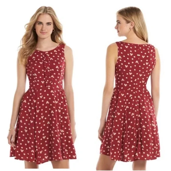 Disney x Lauren Conrad Minnie Rocks the Dots Polka Dot Dress Red/Cream Size 6 - Picture 3 of 13